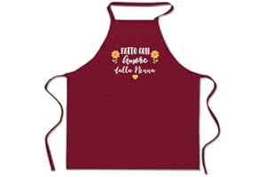 Olallà Grembiule con Scritta - Grembiule con Dedica per Regalo Festa Compleanno Nonna - Taglia Unica Color Bordeaux