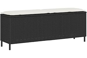 Vidaxl Gartenbank mit Kissen - Schwarzer Polyrattan - Stahlrahmen - UV-Resistent - Ideal für Terrasse, Garten oder Deck - 110x30x40,5cm