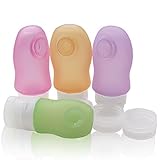 AROCCOM® Silicone Travel Bottle, Leakproof, BPA Free, Refillable Cosmetic Travel Containers, TSA Carry On Approved, 4 of set (Medium)