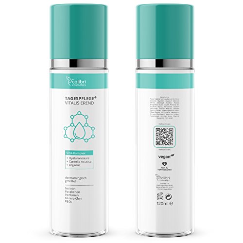 Vitalisierende Tagespflege mit Arganöl und Hyaluronsäure – feuchtigkeitsspendende Tagescreme für Gesicht, Hals und Dekolleté – 120 ml von colibri cosmetics / Naturkosmetik made in Germany - 2