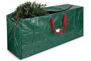 VERAHAUS Christmas Decoration Storage Box - Durable 9ft Polyethylene with Reinforced Triple Handles & Dual Zipper, Built-in Card Slot - Perfect for Holiday Christmas Storage Green