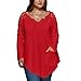 Produktbild Elecenty Damen Bluse Übergröße Tops Blusen Spitzenbluse Reizvolle T-Stücke Schulterfrei Langarmshirt Pullover Solide T-Shirt Frauen Sweatshirts Pulli Blusentop Sommerbluse XL-7XL (6XL, Rot)