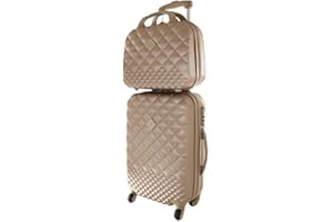 Camomilla Juego de Maletas, Set de Valigeria, Trolley de Viaje (40 lt.) + Neceser (15 lt.), Material Rígido, Ruedas Pivotantes, Cerradura de combinación, Color Dorado