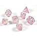 Produktbild shibby 7 polyedrische glitzer Würfel für Rollen- und Tabletopspiele in rosa mit Beutel