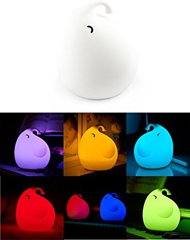 Flyproshop Soft Silicone Night light-2 Modes Baby Elephant LED Nursery Lamp,Multi-color USB Rechargeable Sensitive Tap Control Children night light for Baby Kids Adult Bedroom (Style 2)