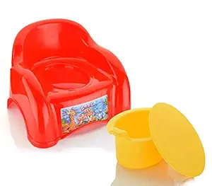 Organic Markets Toilet Trainer Baby Potty Seat Car Style Potty Toilet Trainer Seat/Chair with Removable Tray and Closing Lid and High Back Support for Toddler Boys Girls (RED, ABCD Potty Set)