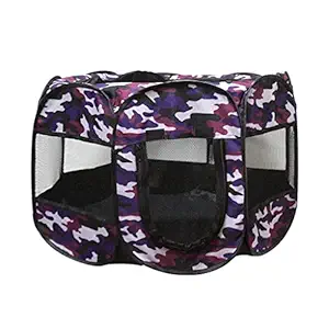 Meri Shopp Pet Portable Foldable Kennel Dogs Cat Outdoor Cage Travel Carrier Purple+Red