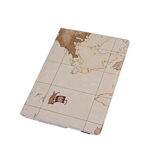 iPad Hülle,elecfan® Apple iPad 2 3 4 Smart Case Sleep / Wake Funktion 360 Grad drehbar Etui Kunstleder Schutz Hülle Ständer Displayschutz (iPad 2 3 4, Map-weiß) - 5