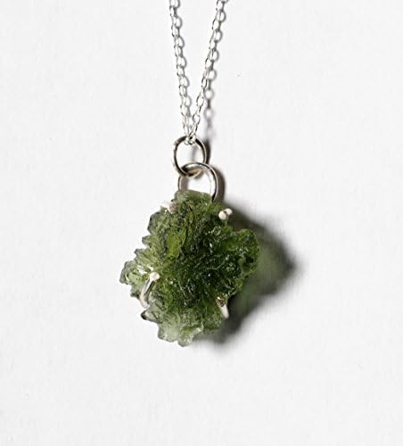Moldavite necklace in sterling silver claw setting