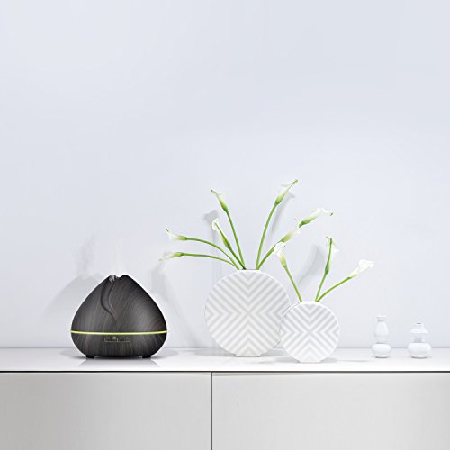 Aromatherapie ätherisches Öl Diffusor, OliveTech 400ml Holzmaserung Ultraschall Luftbefeuchter mit kühlem Nebel mit 7 Farben LED Lichter ändern und Wasserlos automatischer Abschaltung - 4