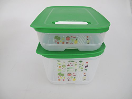 TUPPERWARE KlimaOase PrimaKlima FridgeSmart Plus Ciotole, verdi, 4,4 L + 1,8 L (piatta)