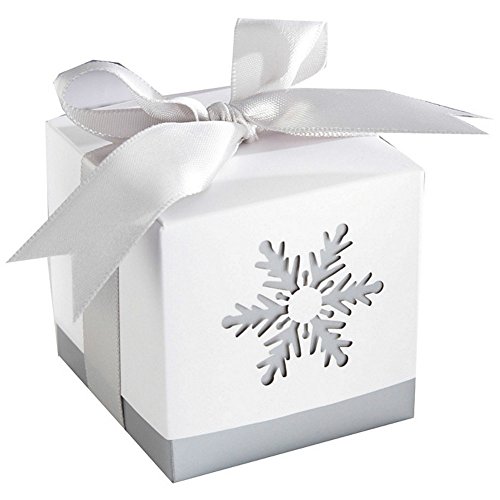 Zimo wedding Candy scatole "Winter Dreams" White laser-cut fiocco di neve regali di nozze, confezione da 12 (6*6*6 cm)