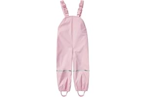 BRONG Kids Waterproof Dungarees Rain Trousers Kids with Adjustable Shoulder Straps Boys Girls Rain Pants Childrens Reflective Strip Overalls Rainwear Pink 4-6 Years