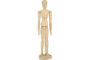 Quickdraw 12 Inch Wooden Human Body Drawing Mannequin with Stand - Flexible Joints Artist Manikin Wood Model Articulated Unisex Art Figure for Sketching & Painting