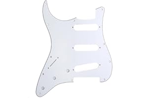 Musiclily 11 Trous Strat Pickguard SSS Guitare Gaucher Plaque de Protection pour pour Guitare électrique Fender USA/Mexique Stratocaster Standard Style Moderne, 3 plis Blanc