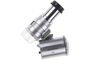 TENGLANG Microscope de Poche à LED Loupe de Bijouterie Loupe de Microscope 60X Loupe de Bijouterie de Poche en Verre