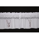 Landhausgardinen, Scheibengardinen, weiß mit Motiv 