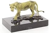 Ancho: 12,8 cm Casa-Padrino Figura de Bronce el Leona Negro 12,8 x 7,7 x H. 8 cm - Figura Decorativa