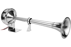 TISHITA #N/A Bocina de Barco Marino de 12 v, Trompeta de Aire única de Acero Inoxidable de 125db para Camión, Camión, Remolque, RV