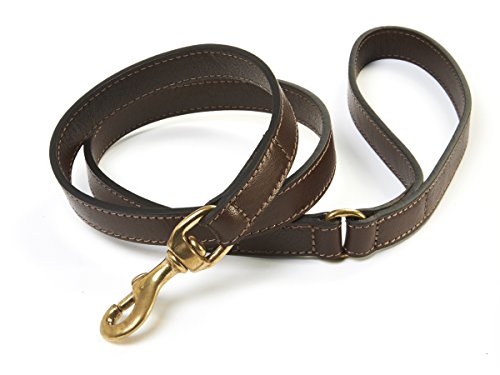 Da-Vinci-Anna-Plain-Leather-Dog-Lead-110-cm-Brown