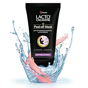 Lacto Calamine Face Peel Off Mask with Activated Charcoal and Vitamin E for Deep Pore Cleansing, Removing Blackheads and Whiteheads & Fresh Glowing Skin, No Parabens & Sulphates, Black, 60 g
