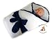 LUXURY WARM NEWBORN Swaddle Wrap Blanket, duvet, Sleeping Bag satin cotton (Blue)