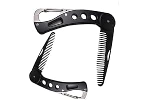 EXFEA Careor Bartkamm aus Edelstahl, faltbar, für Männer, zum Pflegen & Kämmen von Haaren, Bärten und Schnurrbärten, Bart- und Schnurrbart-Stylingkamm, faltbarer Taschenkamm