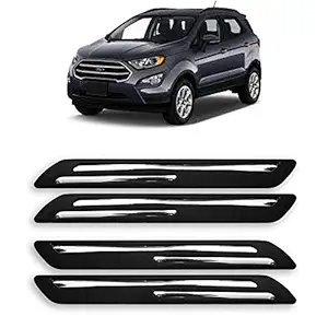 DROHAR Presenting Car Bumper Protector Guard for Ford Ecosport with Rust Proof Double Chromium Strip (Black Set of 4-Pcs)