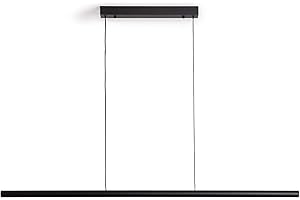 LEDKIA LIGHTING Lámpara Colgante Lineal LED 30W | Luz CCT Seleccionable 2800K-3800K-5000K | 2800 Lúmenes | Diseño Estilizado en Aluminio Negro | Ideal para Oficinas, Cocinas o Estudios