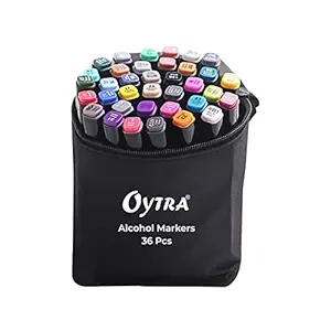Oytra 36 Colors Alcohol Markers Dual Tip Twin Marker Pens Art Calligraphy Fine Highlighter for Journaling Sketching Hand Lettering on Canvas and Coloring Books