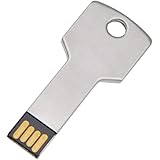Uflatek 64 GB USB-Stick Schlüsselform Speicherstick Metall 64GB USB-Flash-Laufwerk Kreativ USB 2.0 Pendrive Silber Flach Flas