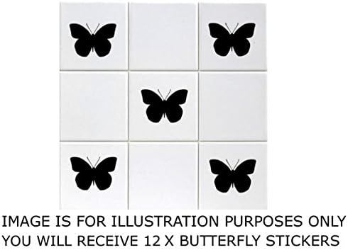 12 x Butterflies Tile Transfers To Fit 6 Inch Tiles Bathroom Wall Decal Vinyl Stickers FREE P&P