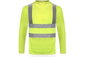 HYCOPROT T-Shirt réfléchissant à Manches Longues Gilet de sécurité Haute visibilité Maille Respirante, T-Shirt réfléchissant léger et Respirant à séchage Rapide