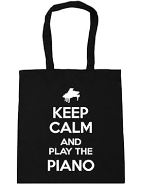 HippoWarehouse Keep Calm and Play the Piano Einkaufstasche Fitnessstudio Strandtasche 42cm x38cm, 10 liter - Schwarz...