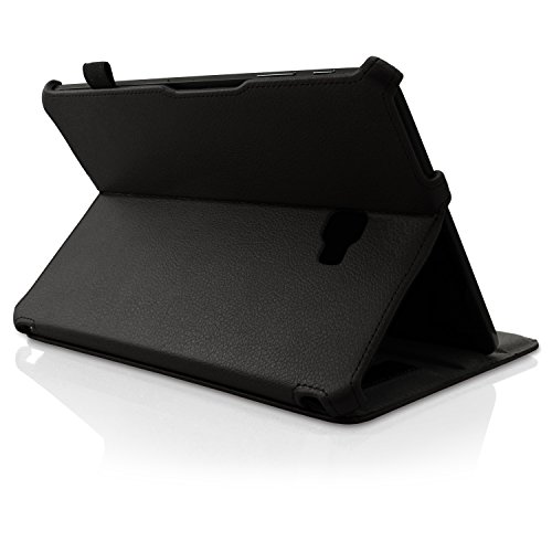 igadgitz Premium Schwarz PU Ledertasche Hülle Cover für Samsung Galaxy Tab A 10.1″ 2016 T580 mit Multi-Winkel Betrachtungs + Auto Sleep Wake + Handschlaufe + Displayschutzfolie - 3