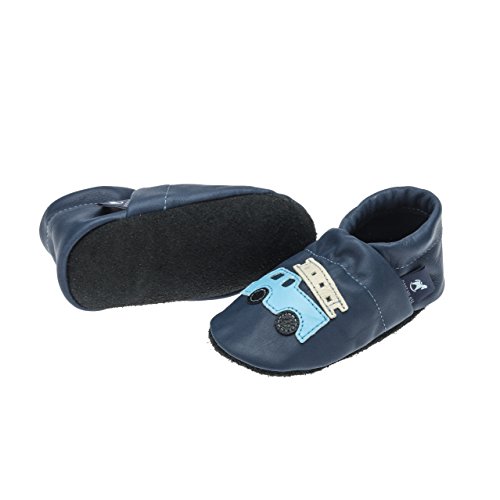 pantau.eu Leder Krabbelschuhe Babyschuhe Lederpuschen Lauflernschuhe mit Feuerwehr - 3