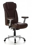 hjh OFFICE 668710 chaise de bureau, fauteuil de bureau EMBASSY 200 brun foncé, siège de direction avec accoudoirs, appuie-tête intégré au dossier inclinable, confortable grâce à son rembourrage épais et souple