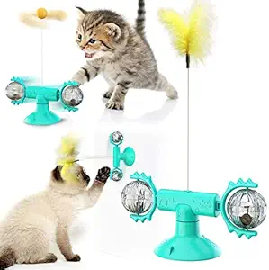 Pets Empire Interactive Cat Toys Ball Funny Toy with Suction Cup Portable, Pet Exercise Smart Cat Toy with Spinning Catnip Balls 1 Piece (Color May Vary)