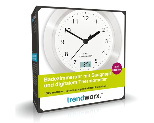Trendworx 4044 Badezimmeruhr mit Saugnapf und digitalem Thermometer - 6