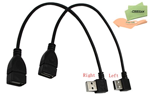 USB 2.0 Verlängerung Kabel-cerrxian rechts + Licht Winkel A Stecker zu Buchse aufladen und Daten Sync Kabel – 25,4 cm (USB f-r/L M)