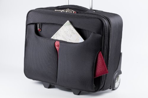 Kross Precision 17 3    Business Roller    Classic        lightweight Roll-Koffer f  r Laptops Notebooks Netbooks     Schwarz  rot