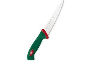 Sanelli Línea Premana Professional,Cuchillo Degollar Cm.18,Acero Inoxidable,Verde y Rojo,