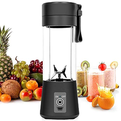 Mélangeur Personnel, Portable Blenders Gobelet Mélangeur de Fruits électrique Mixeur de Jus USB, Rechargeable, 6 Lames en 3D Pour un Superbe Mélange, 380 ml Noir