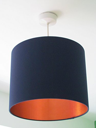 Handmade Navy Blue Brushed Copper Lined Lampshade Lightshade