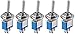 Produktbild 5er Set WireThinX Kippschalter Subminiatur 1xUM 3 Pins blaues Gehäuse