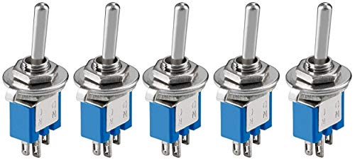 Preisvergleich Produktbild 5er Set WireThinX Kippschalter Subminiatur 1xUM 3 Pins blaues Gehäuse