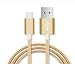 Produktbild I-Sonite Gold Premium-Qualität [1 METER] USB-Micro-USB-Kabel Nylon Geflochtene schnelles Aufladen und Datenübertragungskabel für BQ Aquaris VS