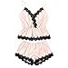 Produktbild UFACE Satin Nachthemd Damen Sexy Dessous Set Spitze Nachtwäsche Negligee Babydoll Zweiteilige Reizwäsche Lingerie mit Shorts Satin Spitze Nachtwäsche Damen