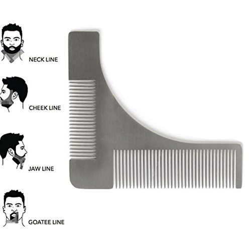 TPone Stainless Steel Beard Mustache Styling Template Stencil Neckline & Goatee Beard Shaping Comb Tool for Men