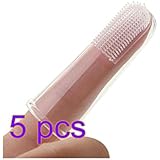 UEETEK 5pcs Hund Finger Zahnbürste Katze weichem Silikon Pinsel für Welpen Kitty Bunny